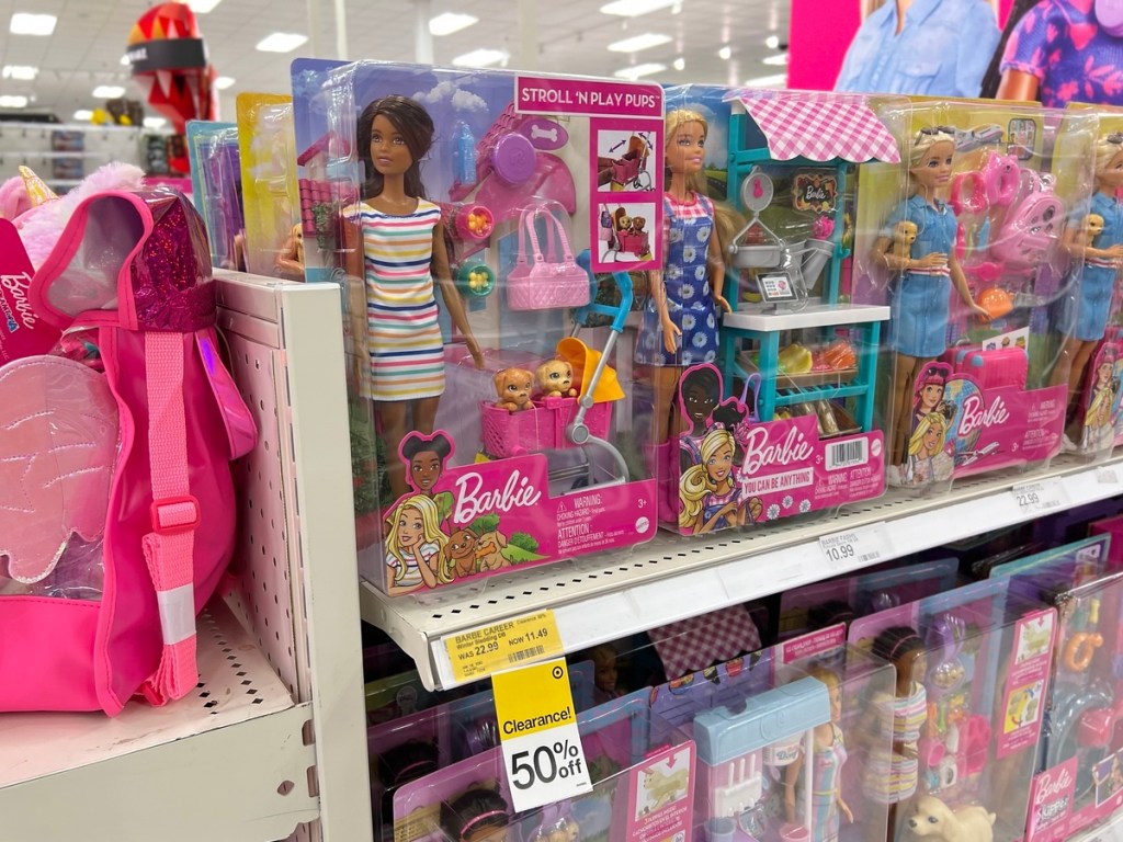 Barbie toys on the shelf at Target