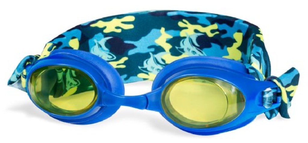 blue and yellow goggles