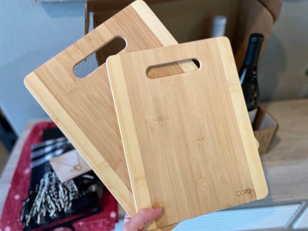 two wood cutting boards