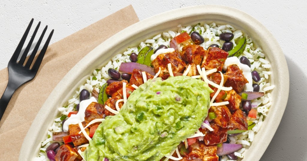 Chipotle burrito bowl with chicken al pastor