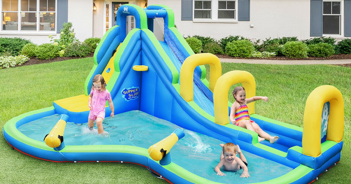kids on bouncy slide