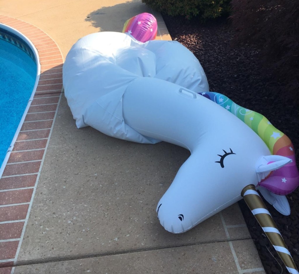 deflated unicorn pool float