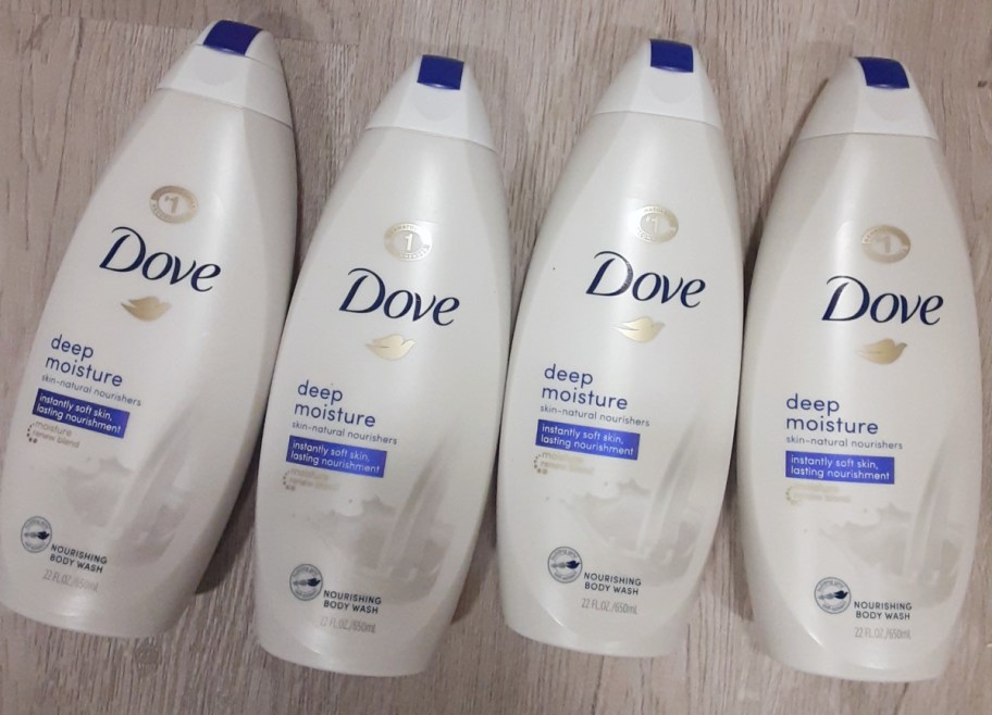 4 bottles of Dove deep moisture body wash