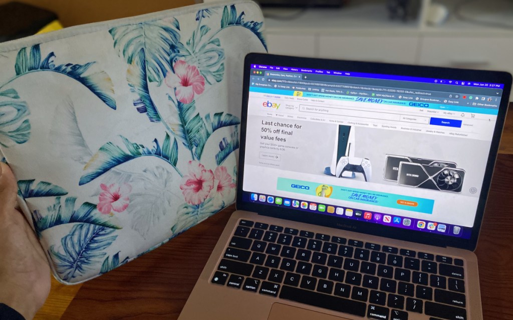 ebay with laptop