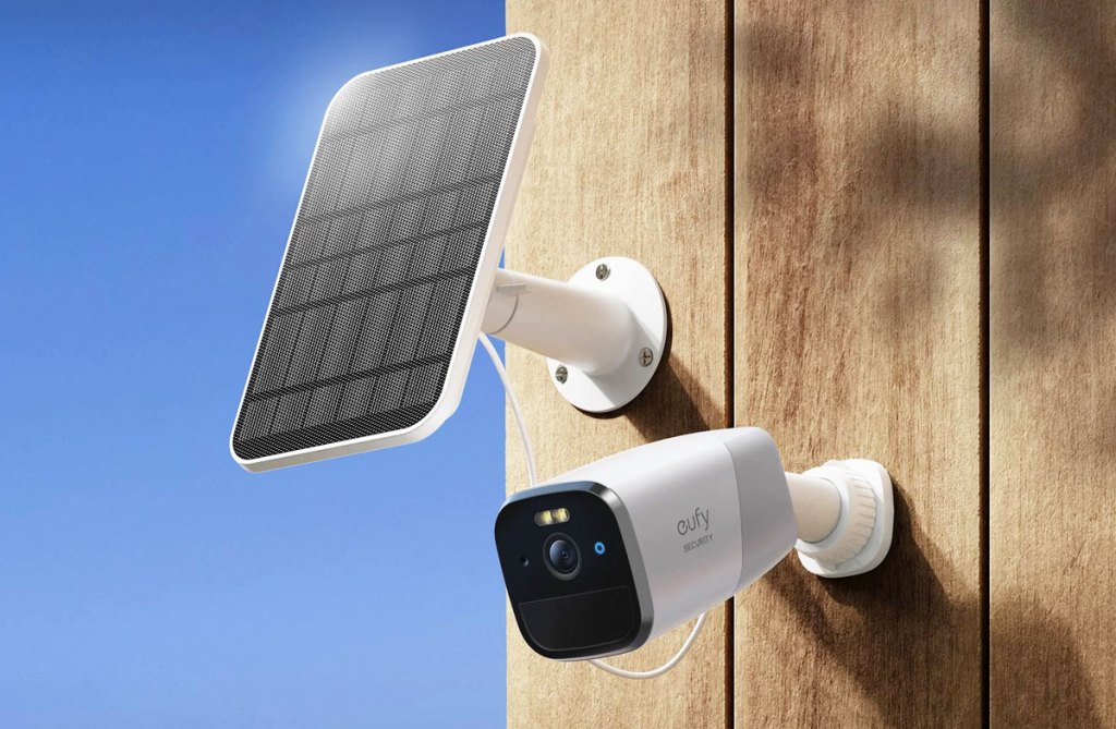 security camera and solar panel