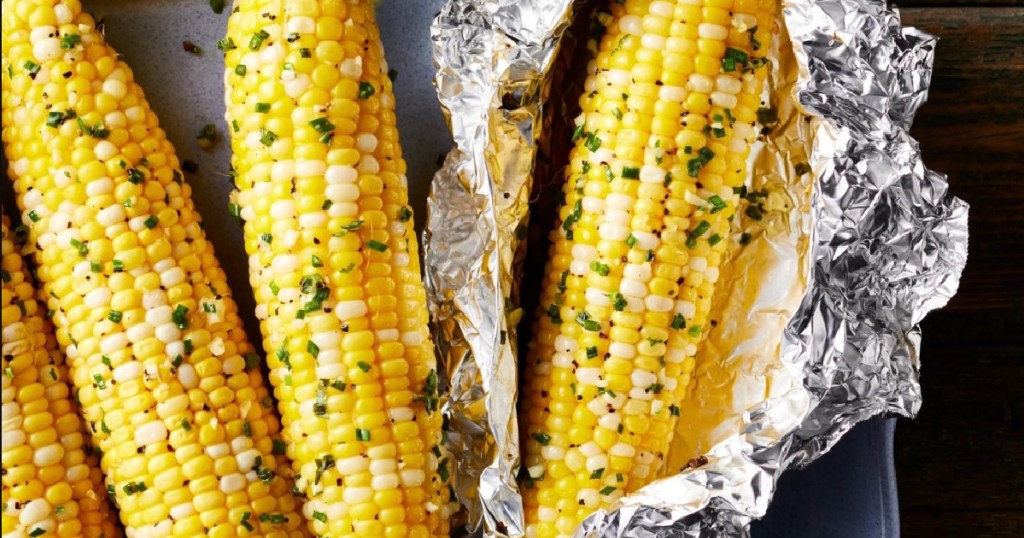 Fire Roasted Corn - Campfire Cooking Recipe Garlic butter corn