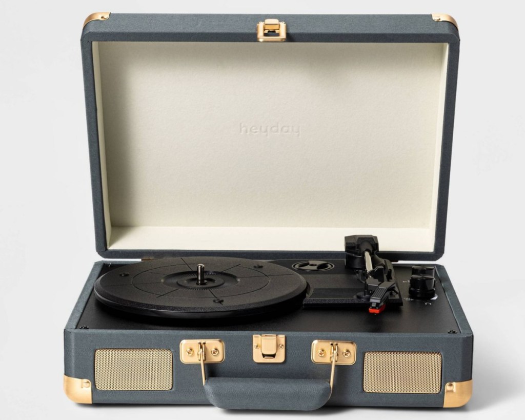 open suitcase turntable