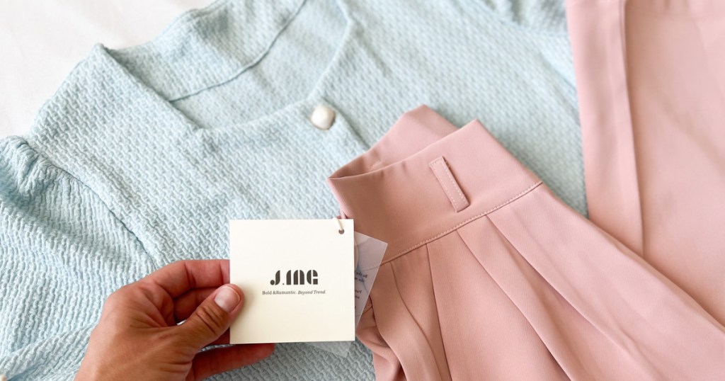 j.ing women's light blue bouse and pink pants