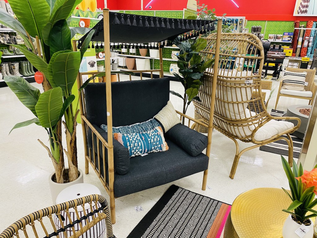 black canopy chair sitting in target store