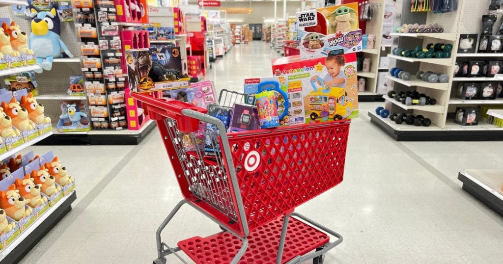toys in a Target shopping cart