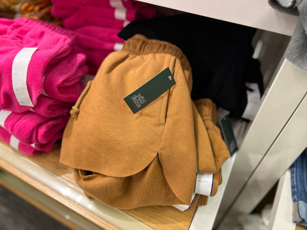 shorts folded on a store display