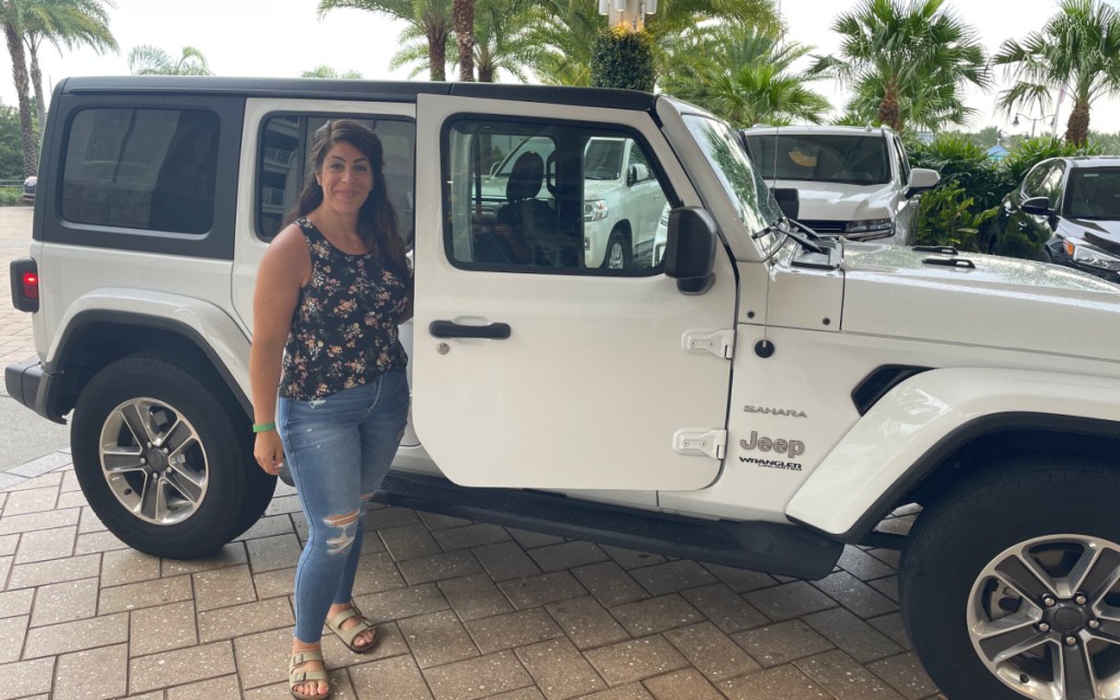 woman with jeep rental