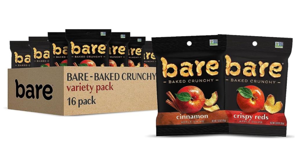 Bare Baked Crunchy Apple Fruit Snack Pack - Fujis & Reds (Crispy Apple) & Cinnamon 16 Count