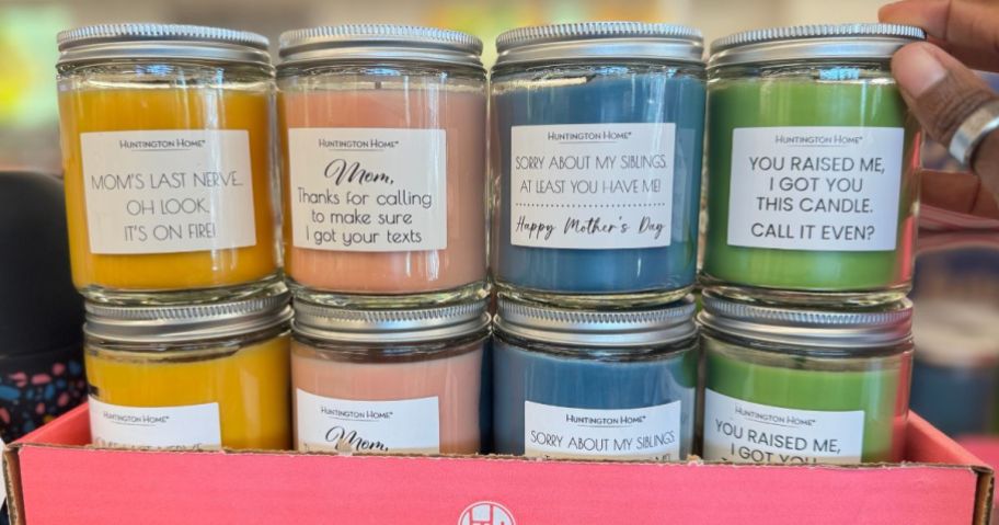 Aldi Mother's Day Candles on a shelf