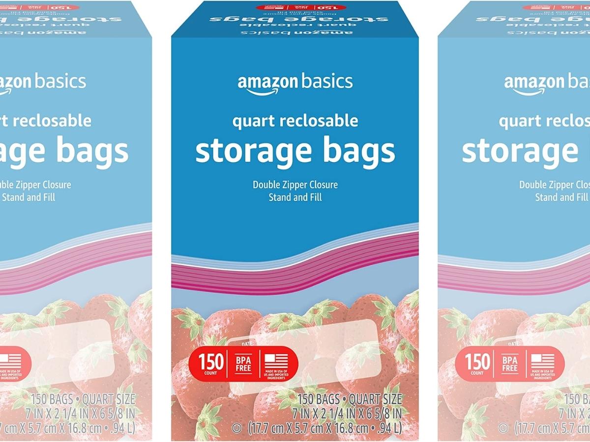 Amazon Basics Quart Food Storage Bags 150-Count Box