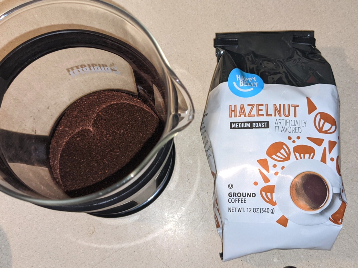 Amazon Brand Happy Belly Coffee 12oz Bag in Hazelnut