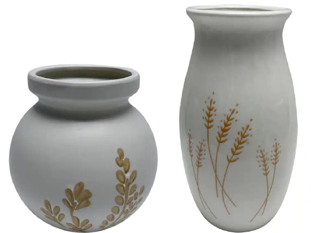 two floral ceramic pots