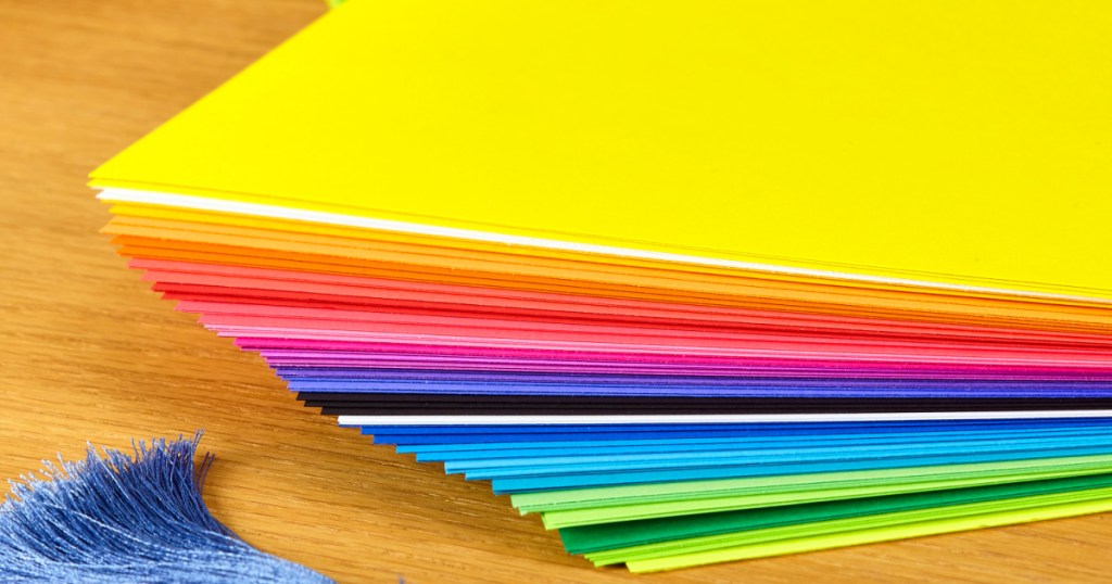stack of colored cardstock paper