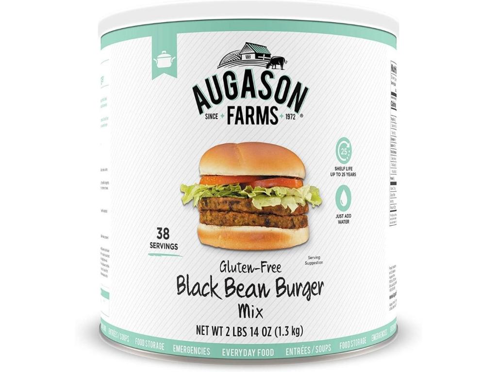 Augason Farms Gluten-Free Black Bean Burger Mix 2-Pound Can