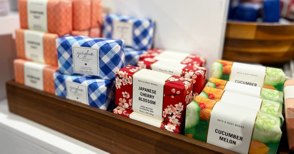display of bath & body works cleansing bars