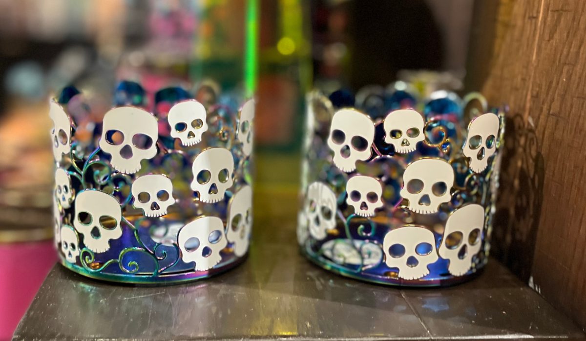 iridescent skeleton candle holders in store