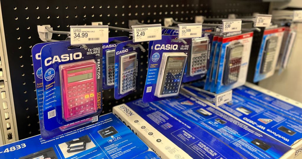 calculators on shelf