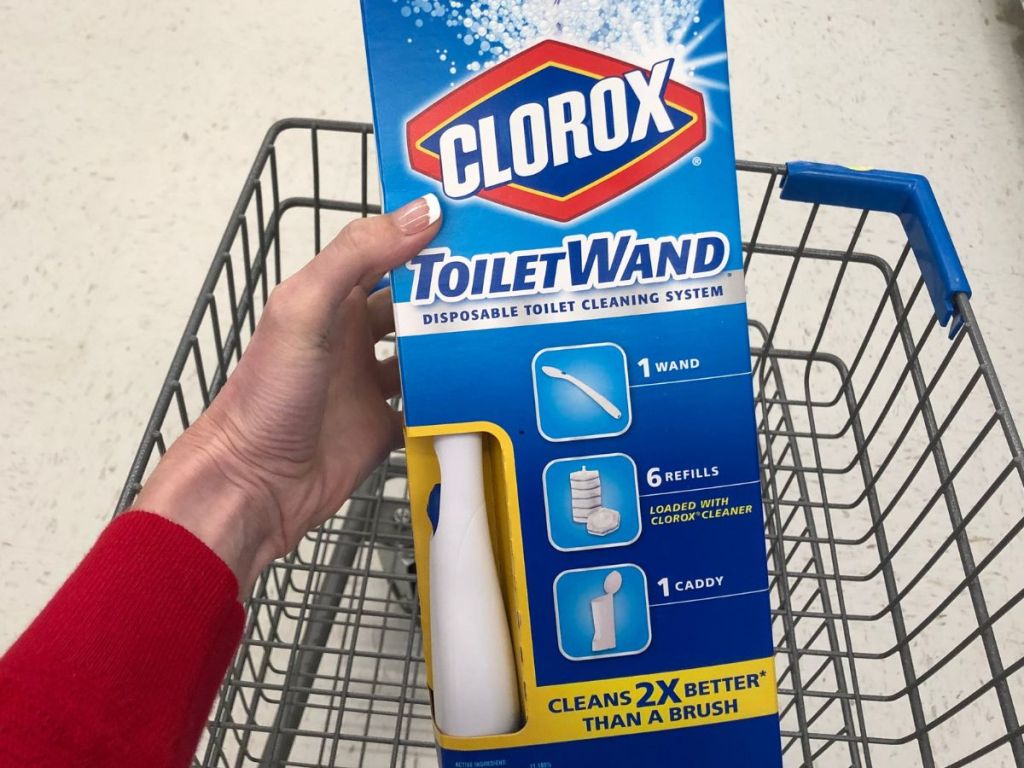 hand holding a Clorox Toilet Wand