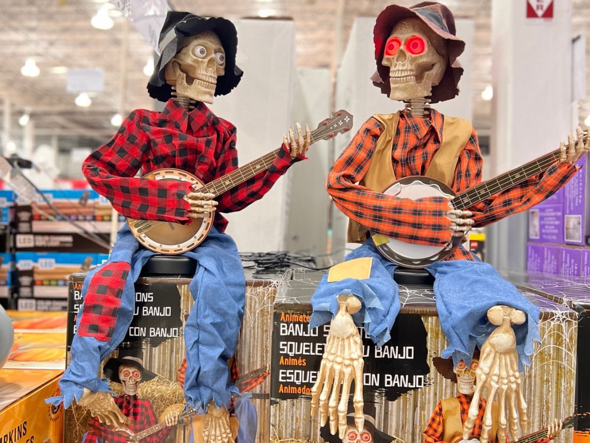 New Costco Halloween Decor | Animated Dueling Banjo Skeletons Only $79. ...