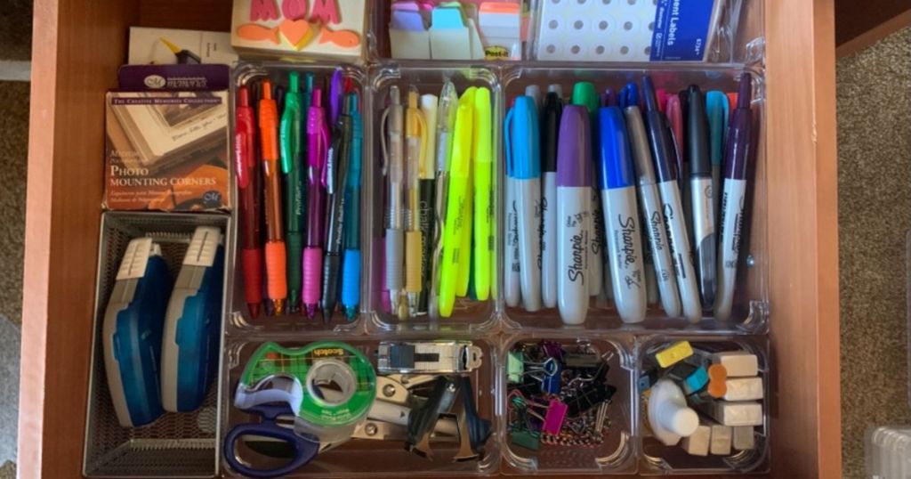 Organized desk drawer