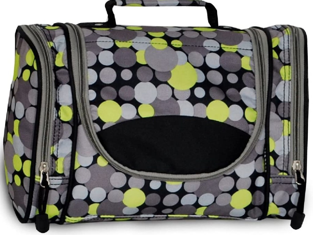 Everest Deluxe Toiletry Bag, Yellow/Gray Dot