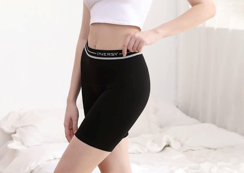 woman wearing black and white Innersy Sporty Shorts