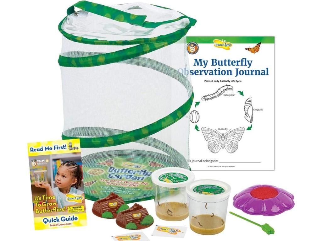 Insect Lore Butterfly Garden: Original Habitat and 2 Live Cups of Caterpillars with STEM Butterfly Journal