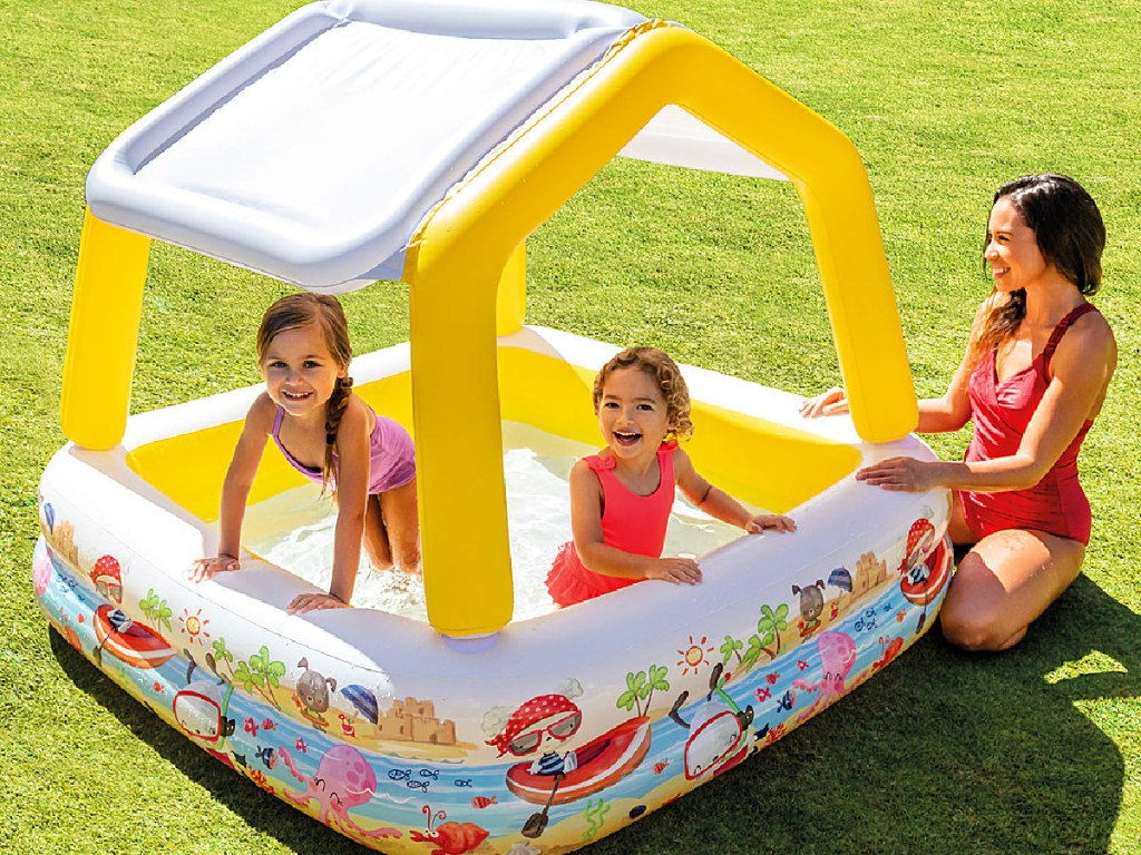 Intex Inflatable Ocean Scene Sun Shade Kids Swimming Pool With Canopy