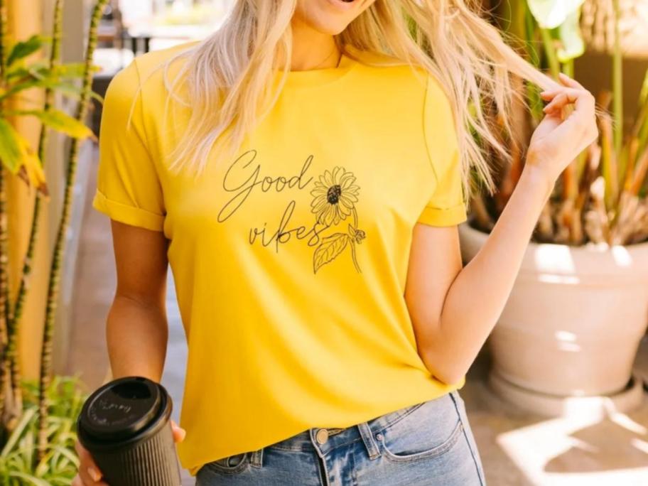 jane women's good vibes easy going t-shirt