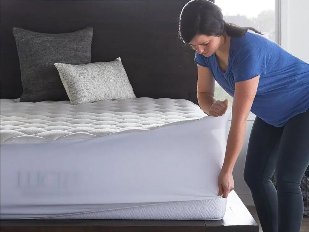 jla home overfilled plush hypoallergenic mattress pad cotton