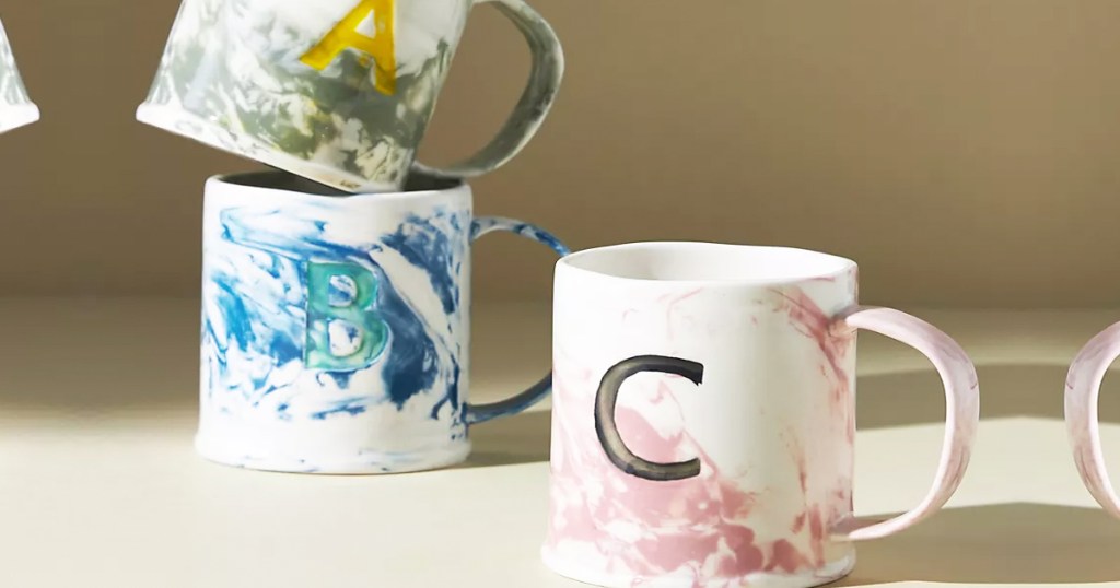 monogrammed marble coffee mugs