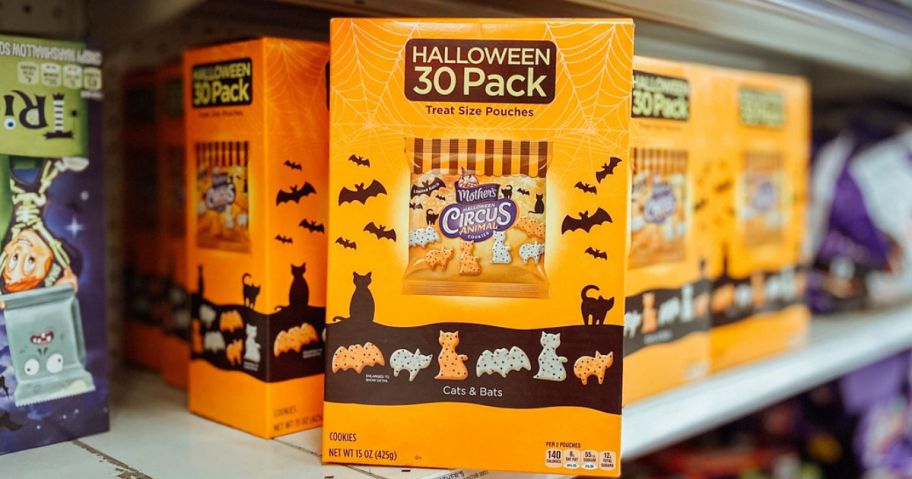box of Mother's Circus Halloween cookies on shelf