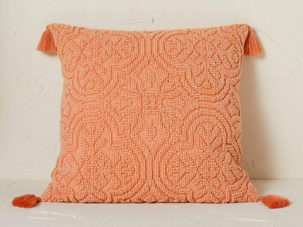 Opalhouse w/ Jungalow Arabesque Pattern Textured Square Throw Pillow in Terracotta