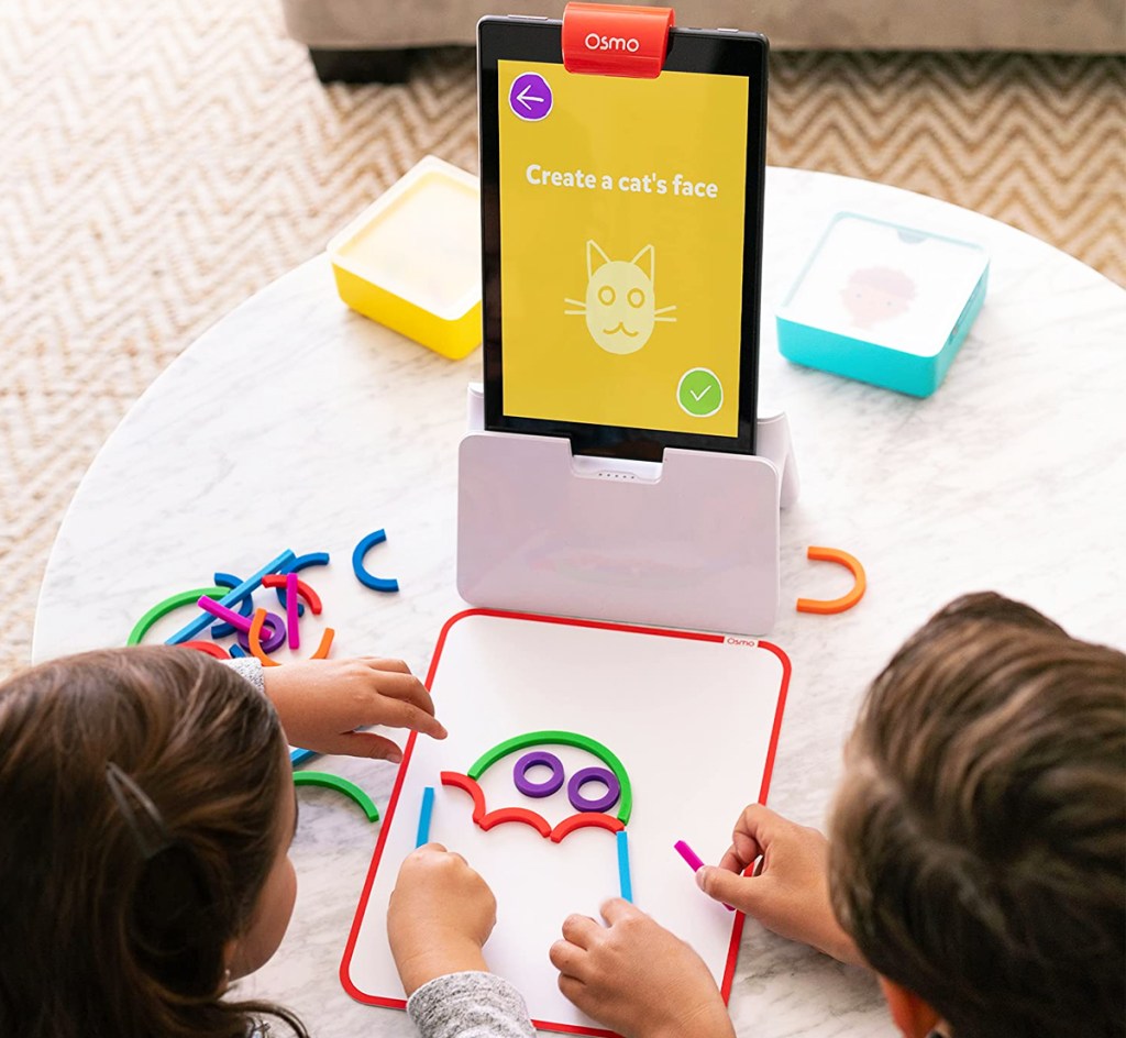 kids playing with Osmo Little Genius Starter Kit for Fire Tablet