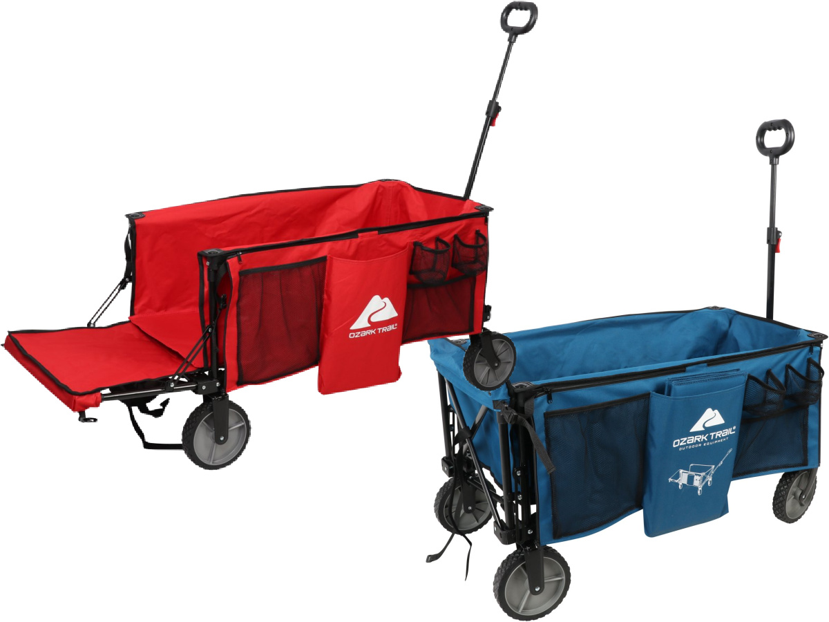 Folding Trail Quad Wagon Camping Heavy Duty with Tailgate Portable Pulling Cart 