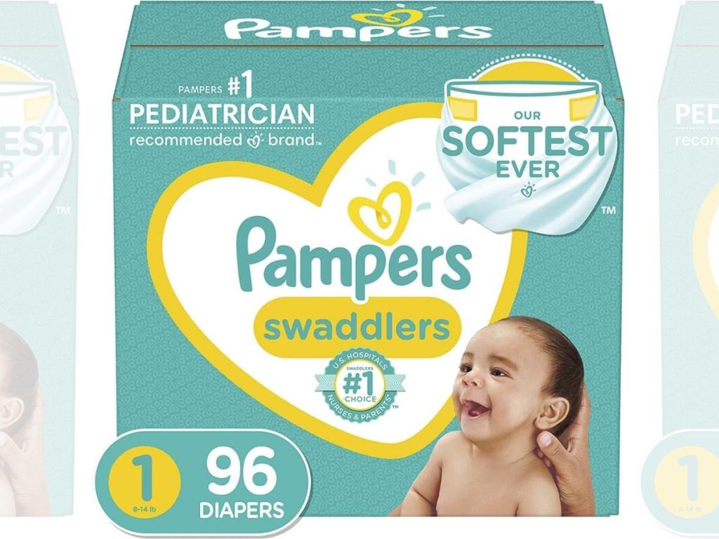 Pampers Swaddlers Diapers Newborn/Size 1 (8-14 lb) 96-Count Box
