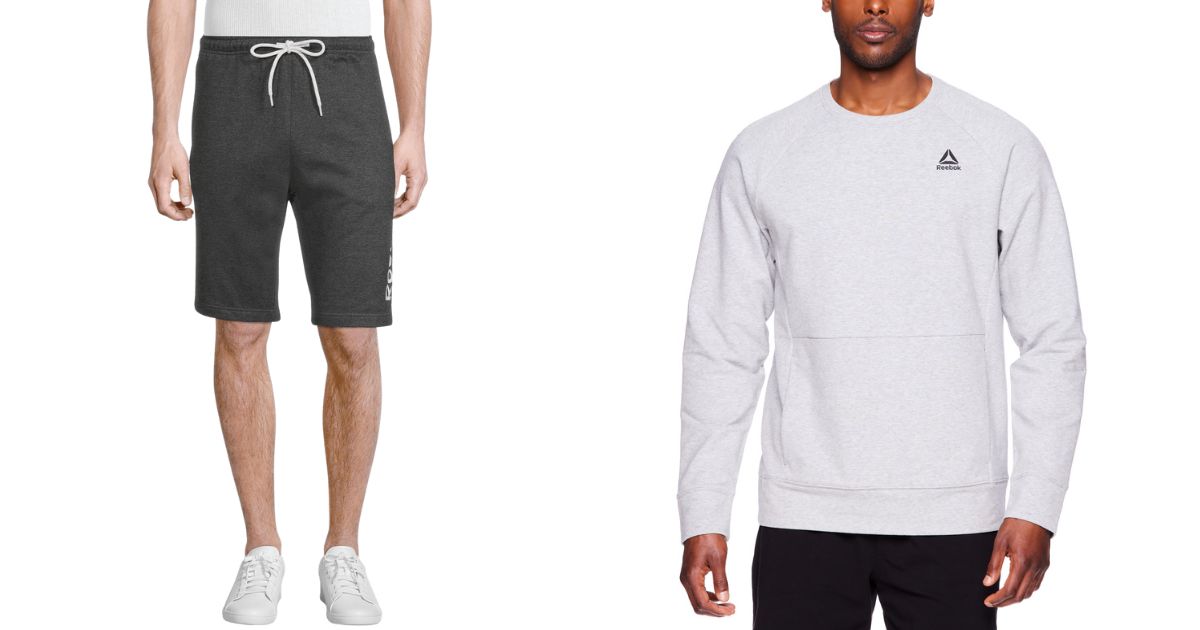 Reebok mens lounge shorts and french terry sweat shirt