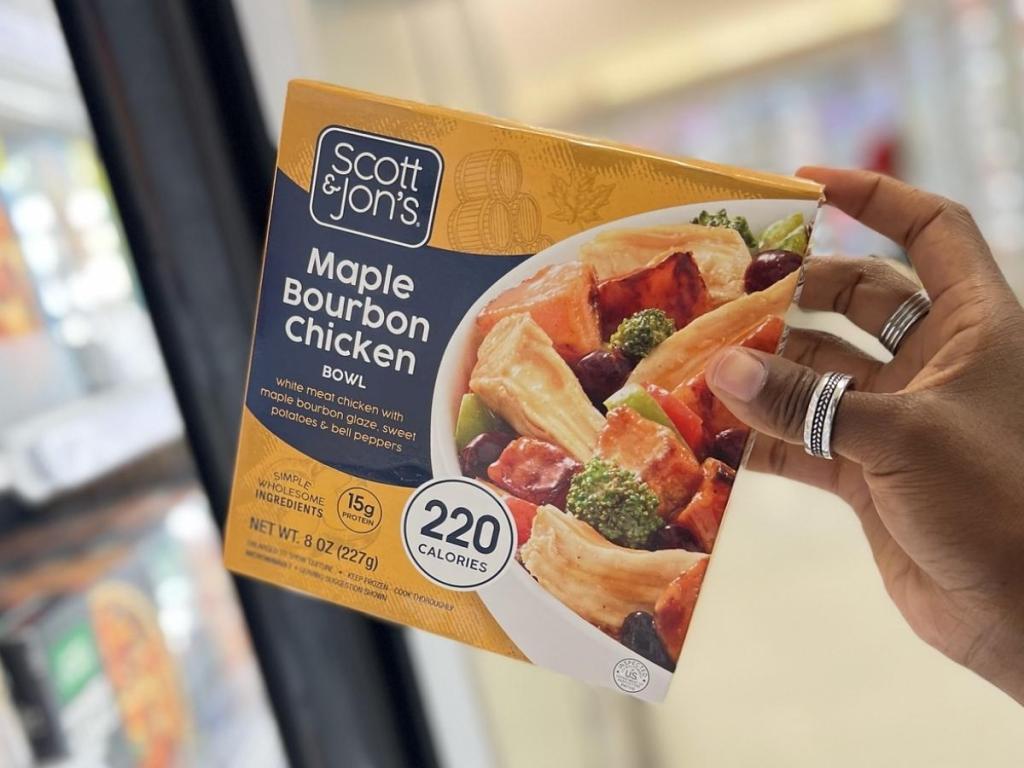 box of scott & jon's frozen maple bourbon chicken meal