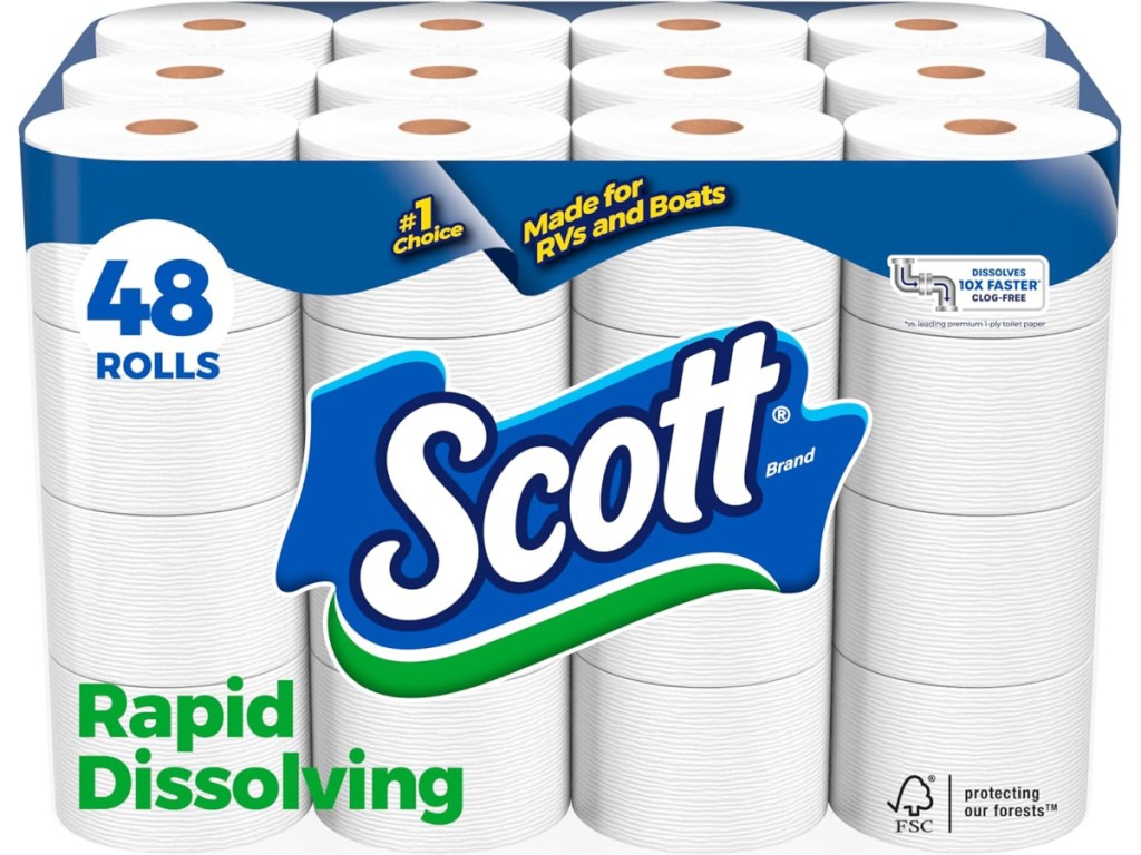 Scott Rapid-Dissolving Toilet Paper 48 Double Rolls