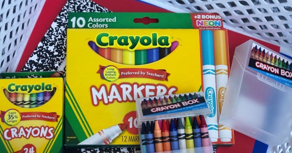 Staples Crayola markers and crayons