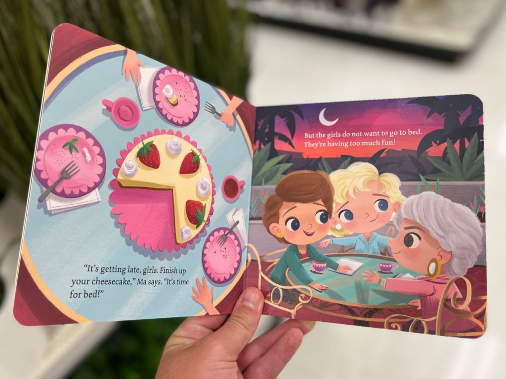 open pages of The Golden Girls Goodnight Girls board book