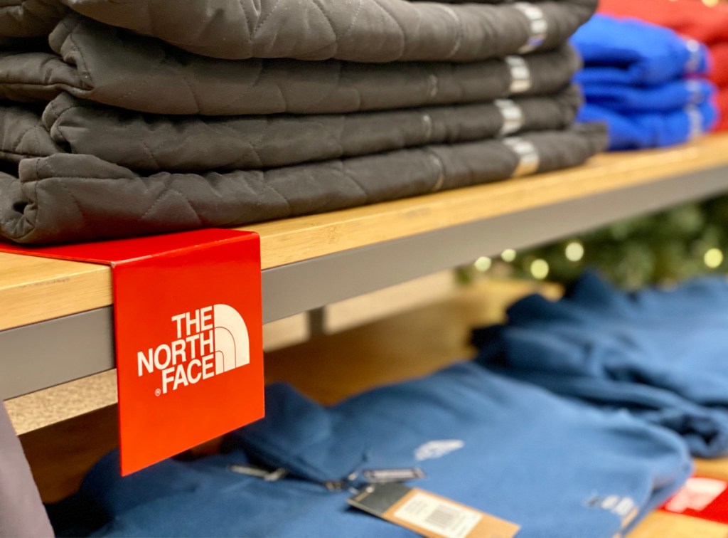 The North Face jackets on display in-store