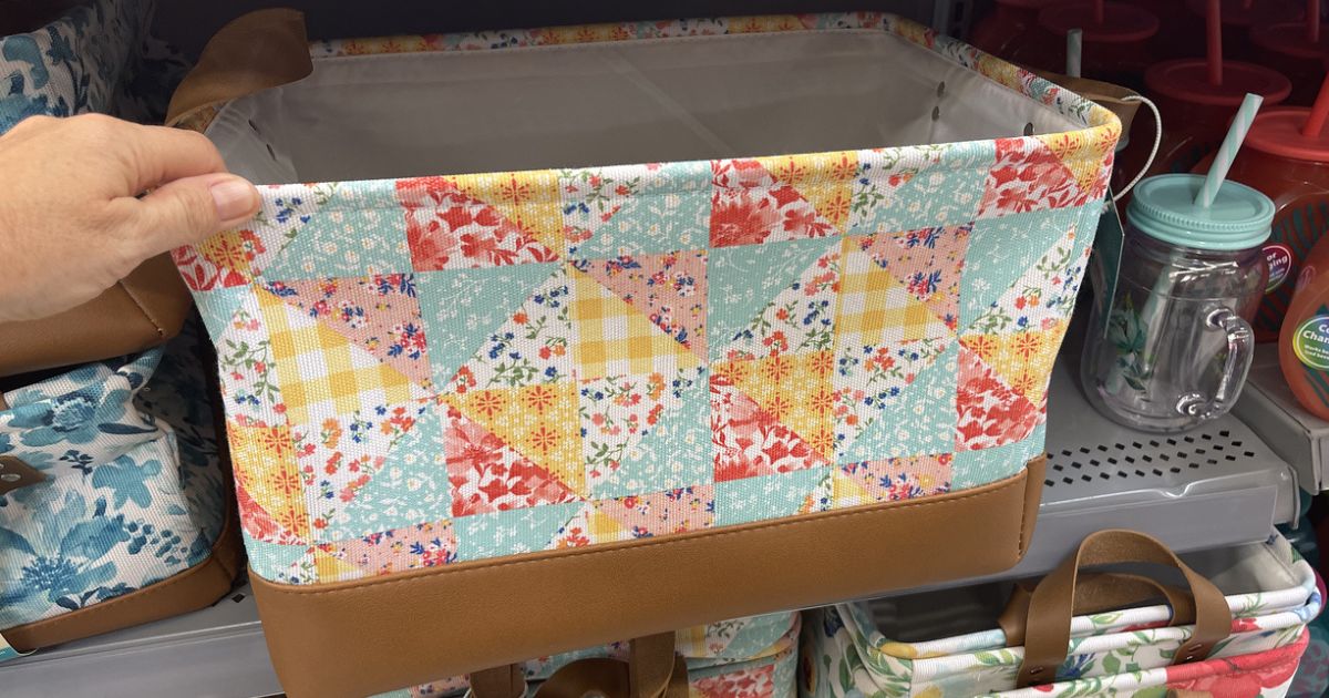 Pioneer Woman Large or 2Pack Canvas Baskets w/ Handles Possibly Only