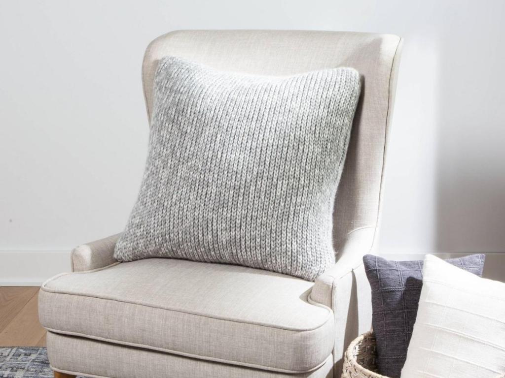 Threshold Oversize Marled Knit Square Throw Pillow in Gray