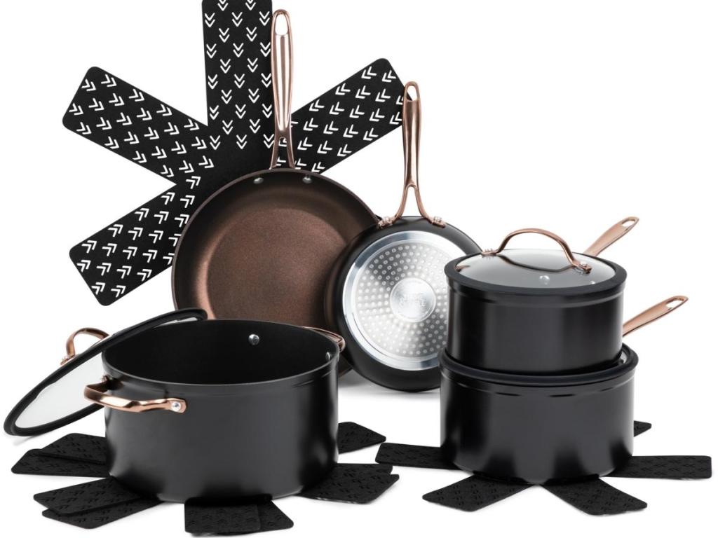 Thyme & Table Non-Stick 12 Piece Cookware Set in Rose Gold